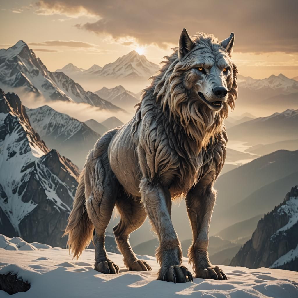 Horse Wolf Alien Yeti Hybrid in Biomechanical Style