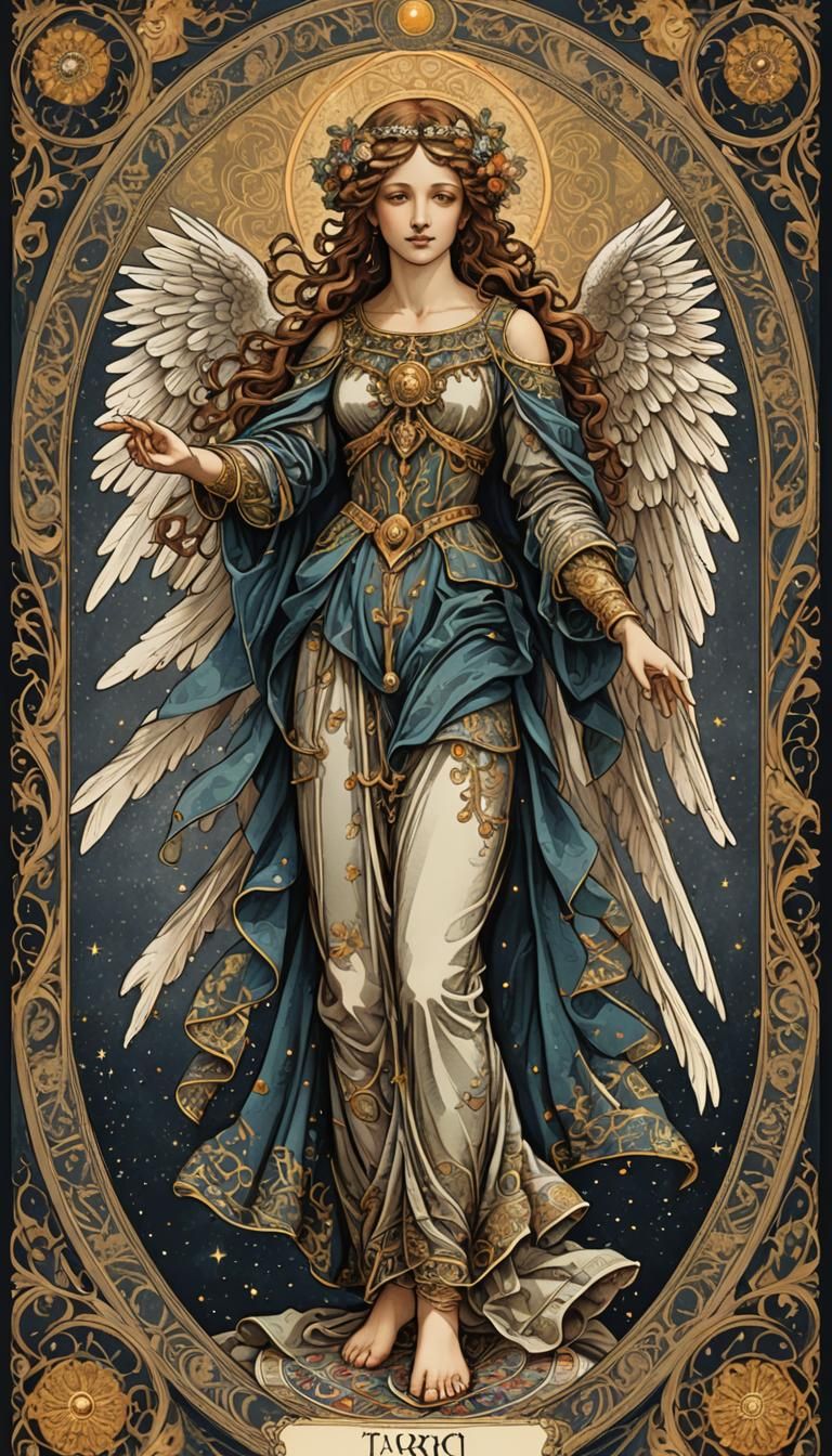 Baroque Angel Tarot Card in Renaissance Style