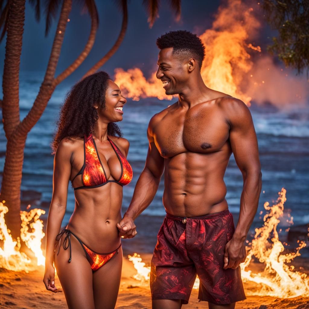 Couple Celebrates Nightfire in Bikinis