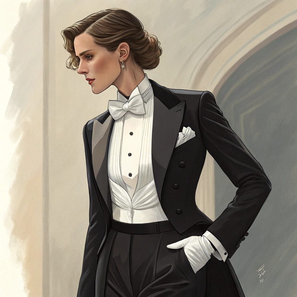 Woman in Black Tuxedo Formal Portrait