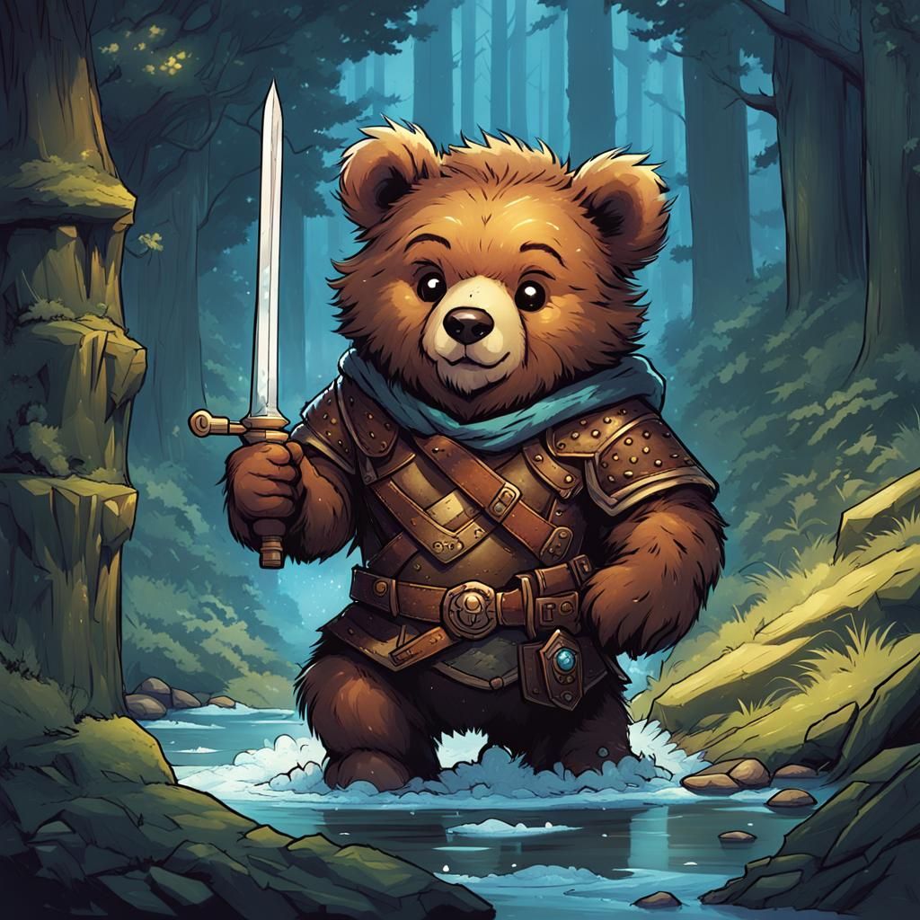 Furry Bear DnD Adventurer in Comic Book Art Style