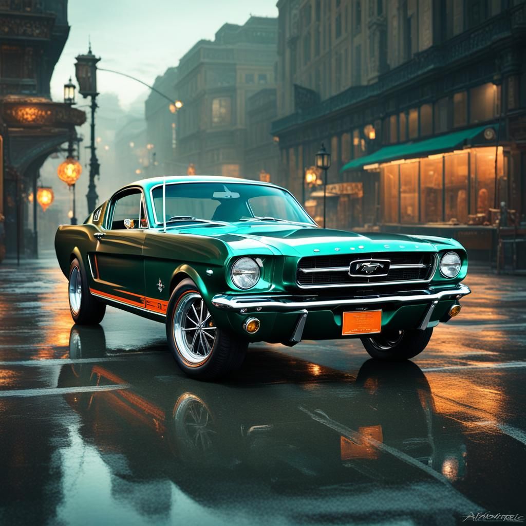 Dark Green 1966 Mustang Fastback Concept Art