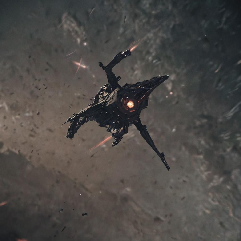 Dark Starport Base Orbiting Evil World: Cinematic Film Still