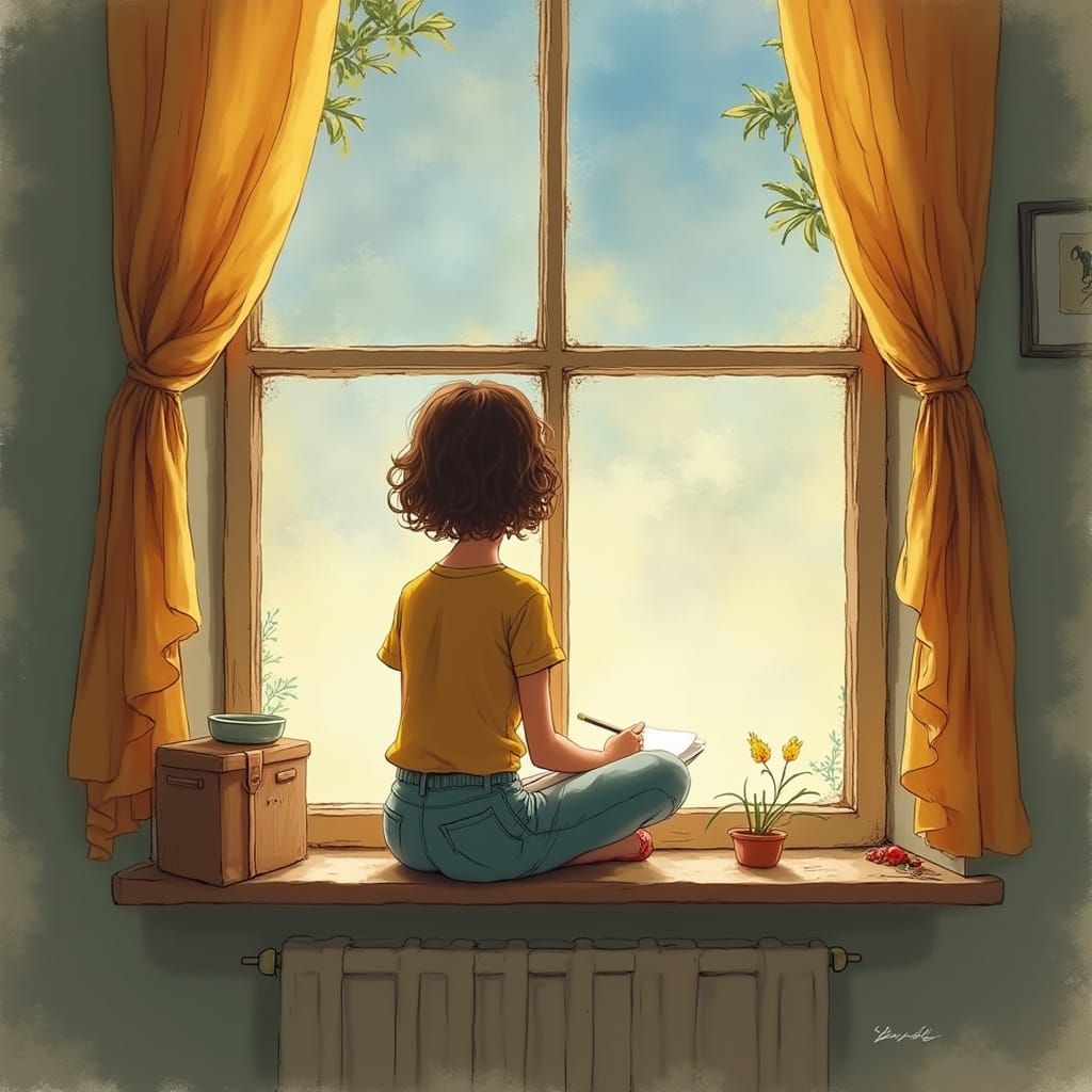 Nostalgic Summer Romance Memories by Window