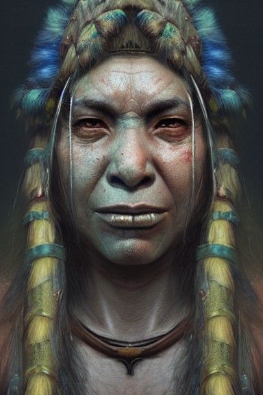 Detailed Portrait of a Rugged Orc Shaman