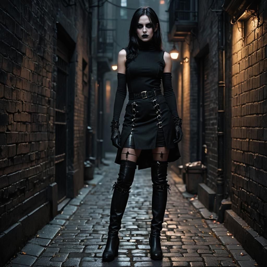 Gothic Vampire Woman in Hyperrealistic Photo