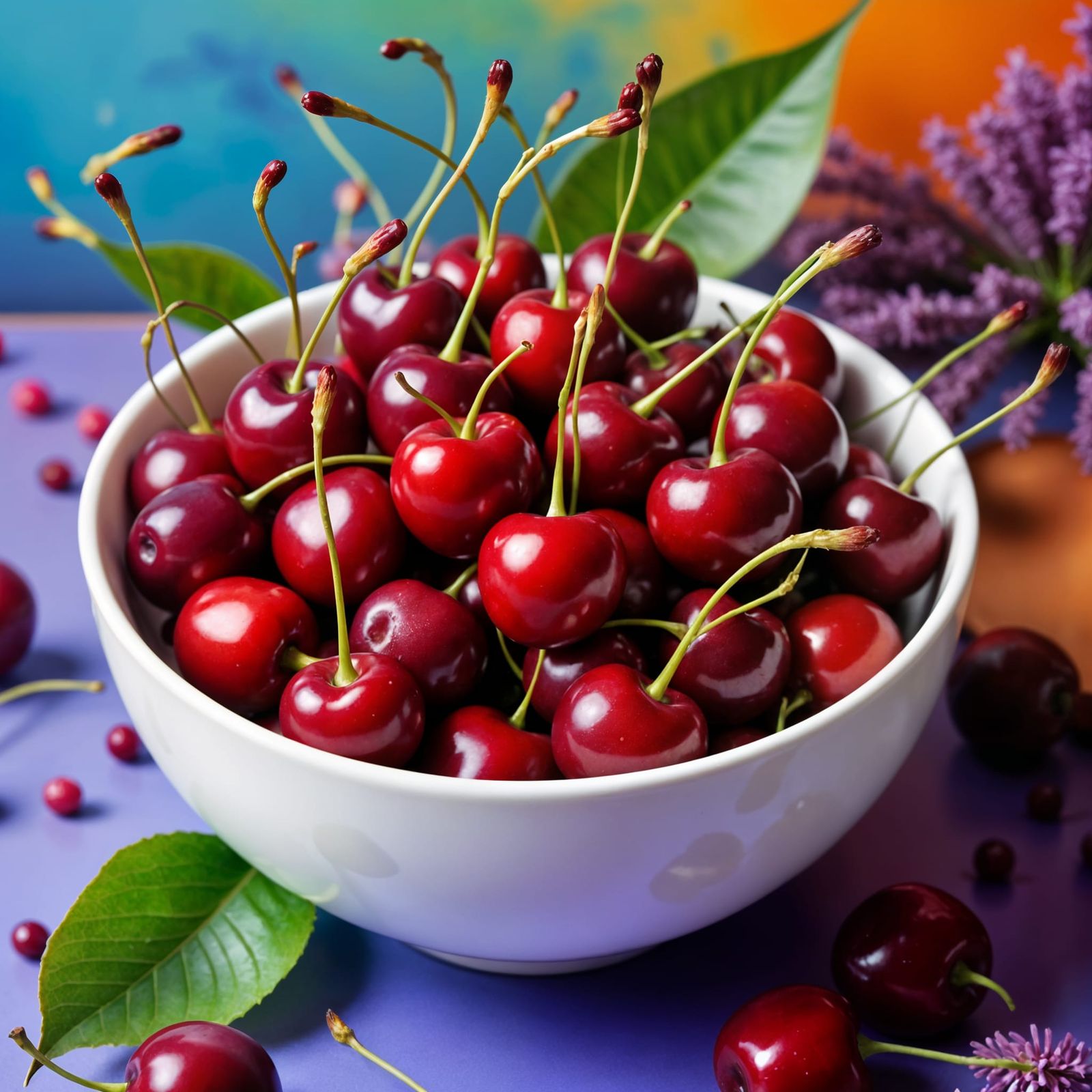 Hyperrealistic Cherries in Vibrant Lomo Style