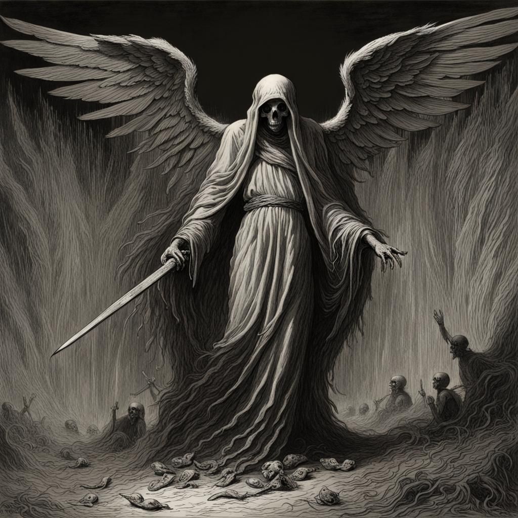 Angel of Death in Engraving Style