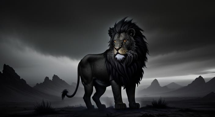 Terrifying Ashen Lion in Dark Fantasy Art