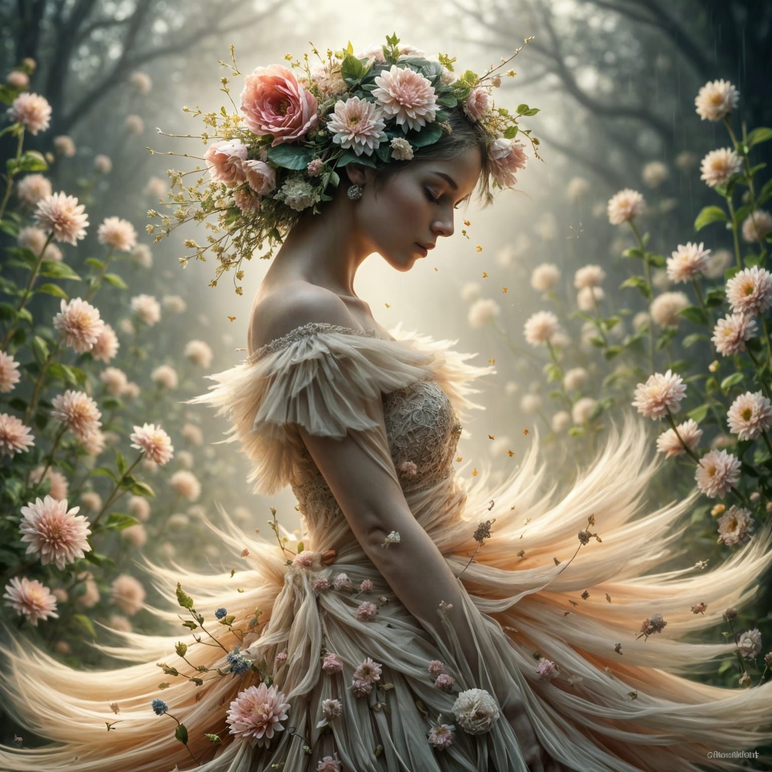 Ethereal Spring Fantasy in Hyperdetailed Mist