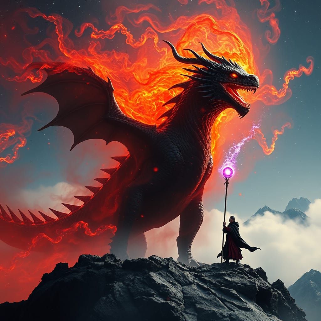 Dark Dragon Materializes Amidst Celestial Vortex