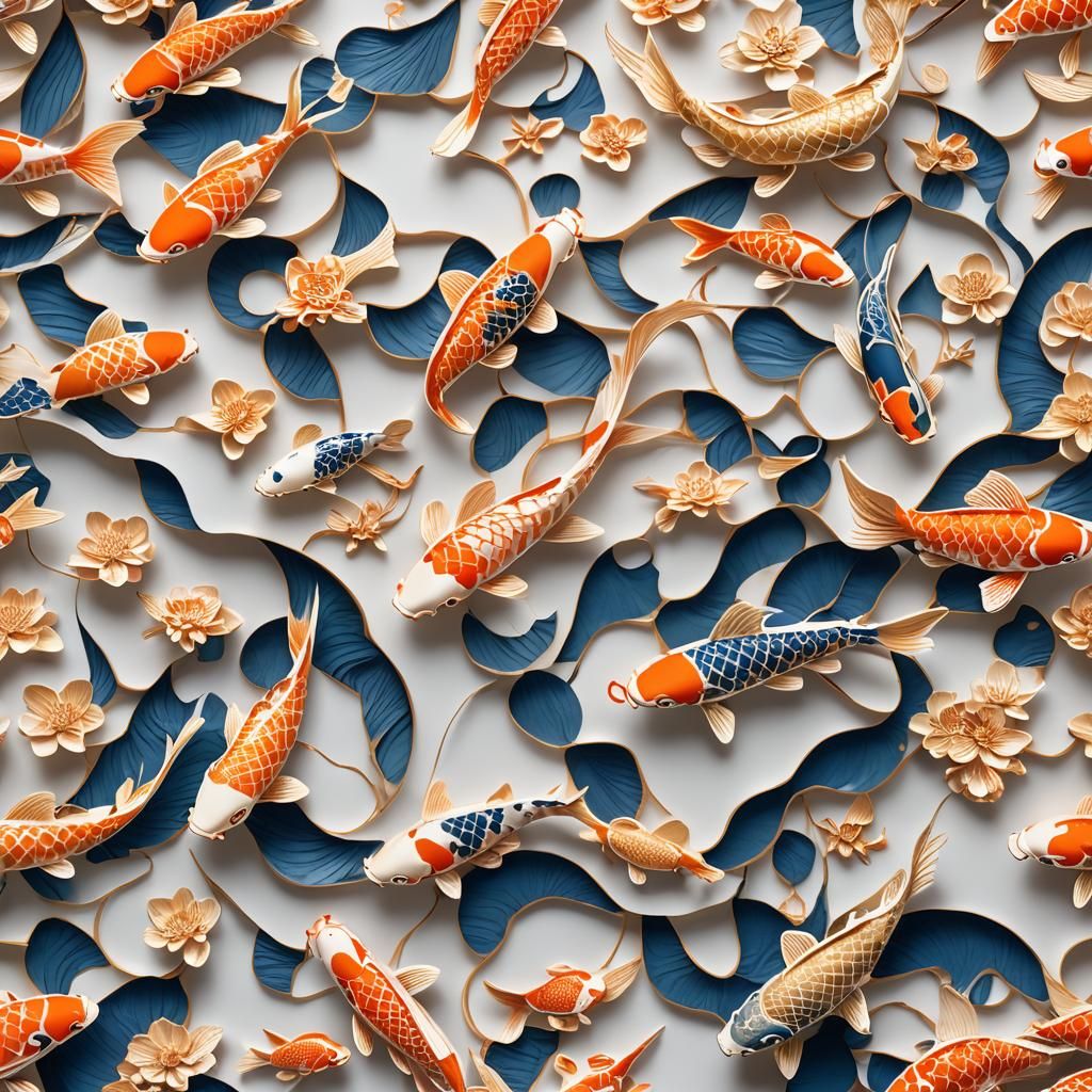 Koi Carp Paper Tape in Oriental Style