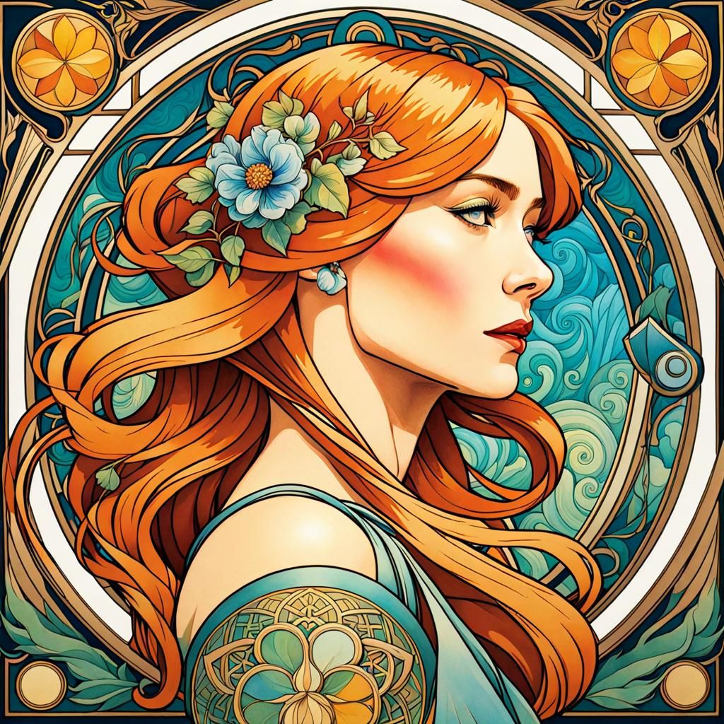 Pepper Potts as the Four Seasons in Art Nouveau Style