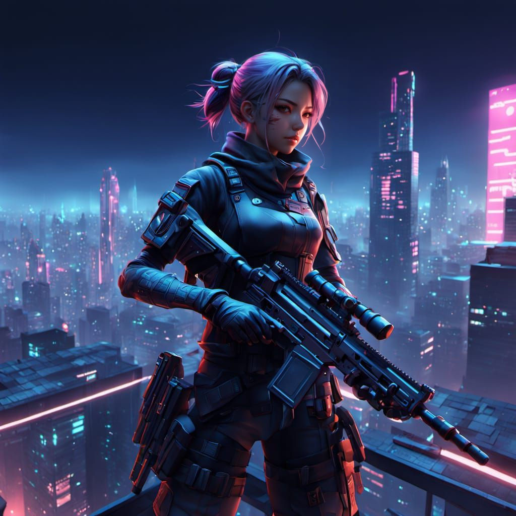 Ethereal Anime Sniper Maiden in 3D Concept Art