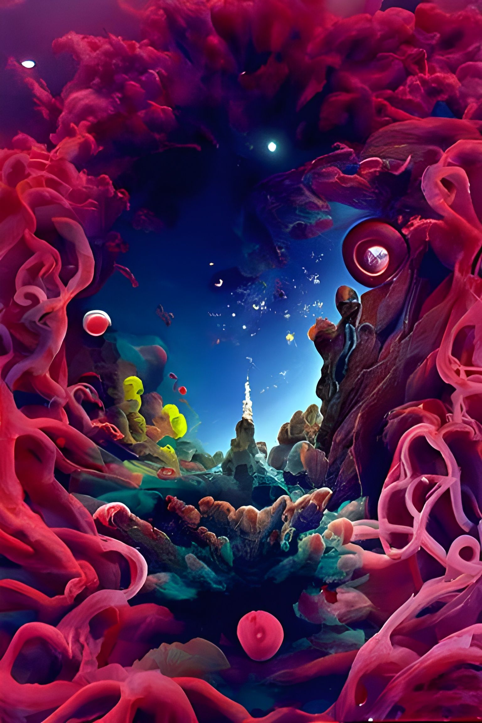 Psychedelic Sci-Fi Space Art in Ukiyo-e Style