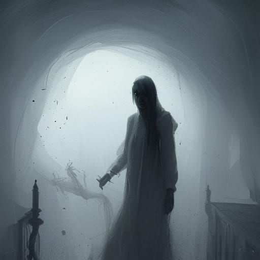 Terrible ghost in the attic, horrifying