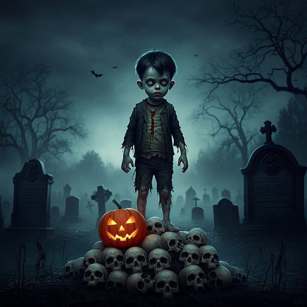 Zombie Boy with Pumpkin, Skottie Young Style