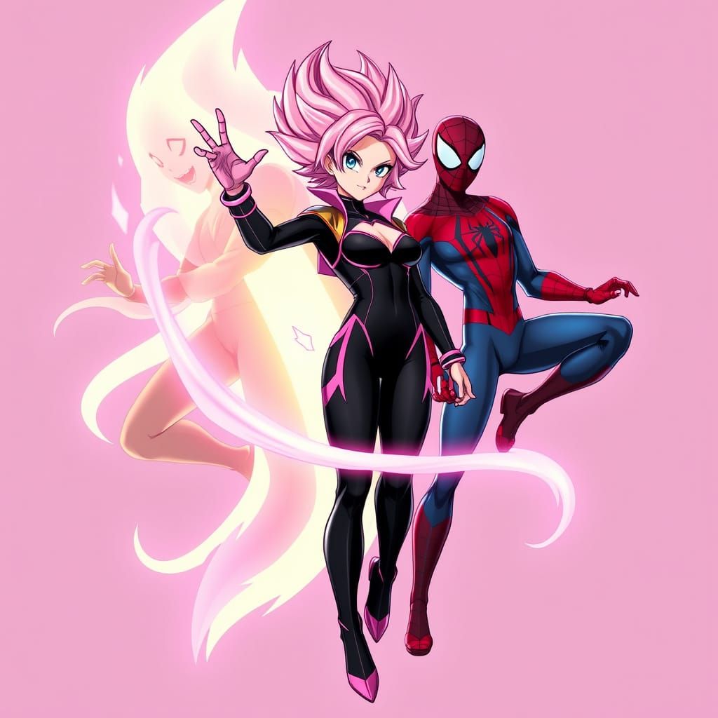 Epic Anime Warrior Girl Unites Spider Heroes in Vibrant Acti...