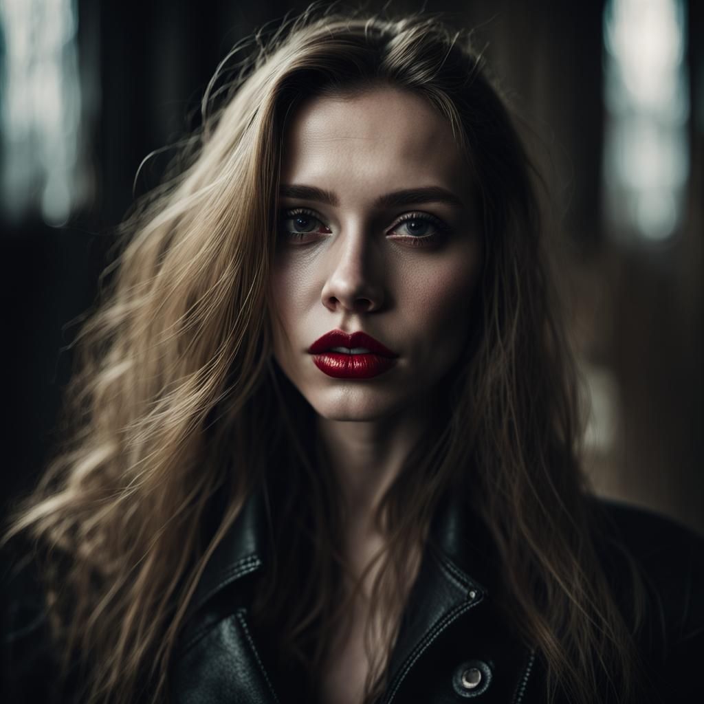 Angel with Dark Blonde Hair and Black Wings