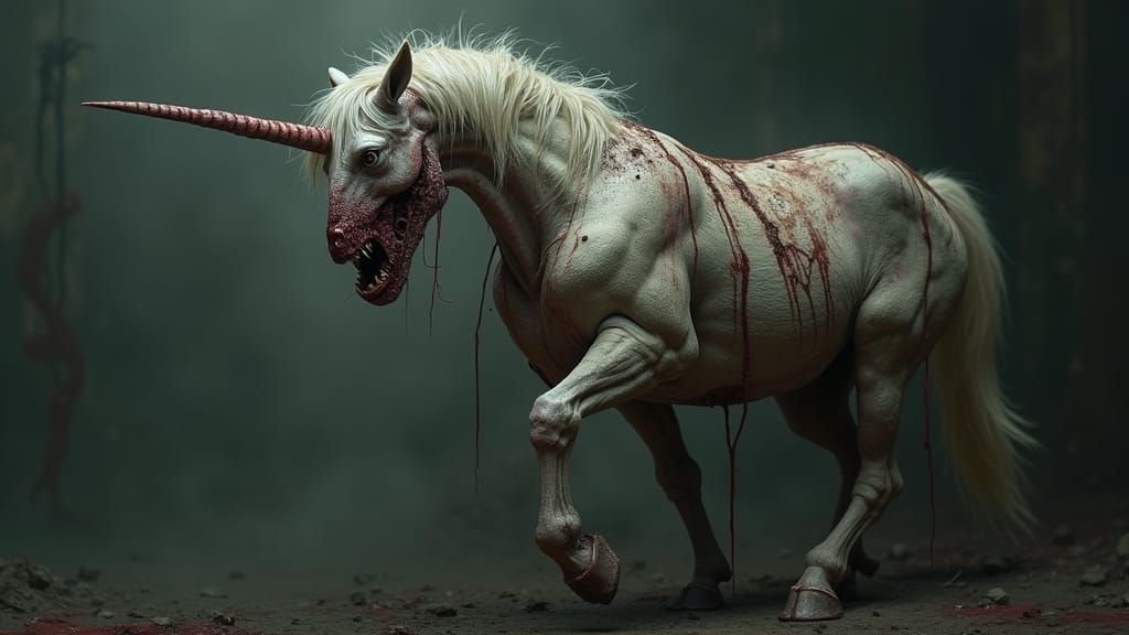 Distorted Unicorn in Ultra-Realistic Deep Fake Style