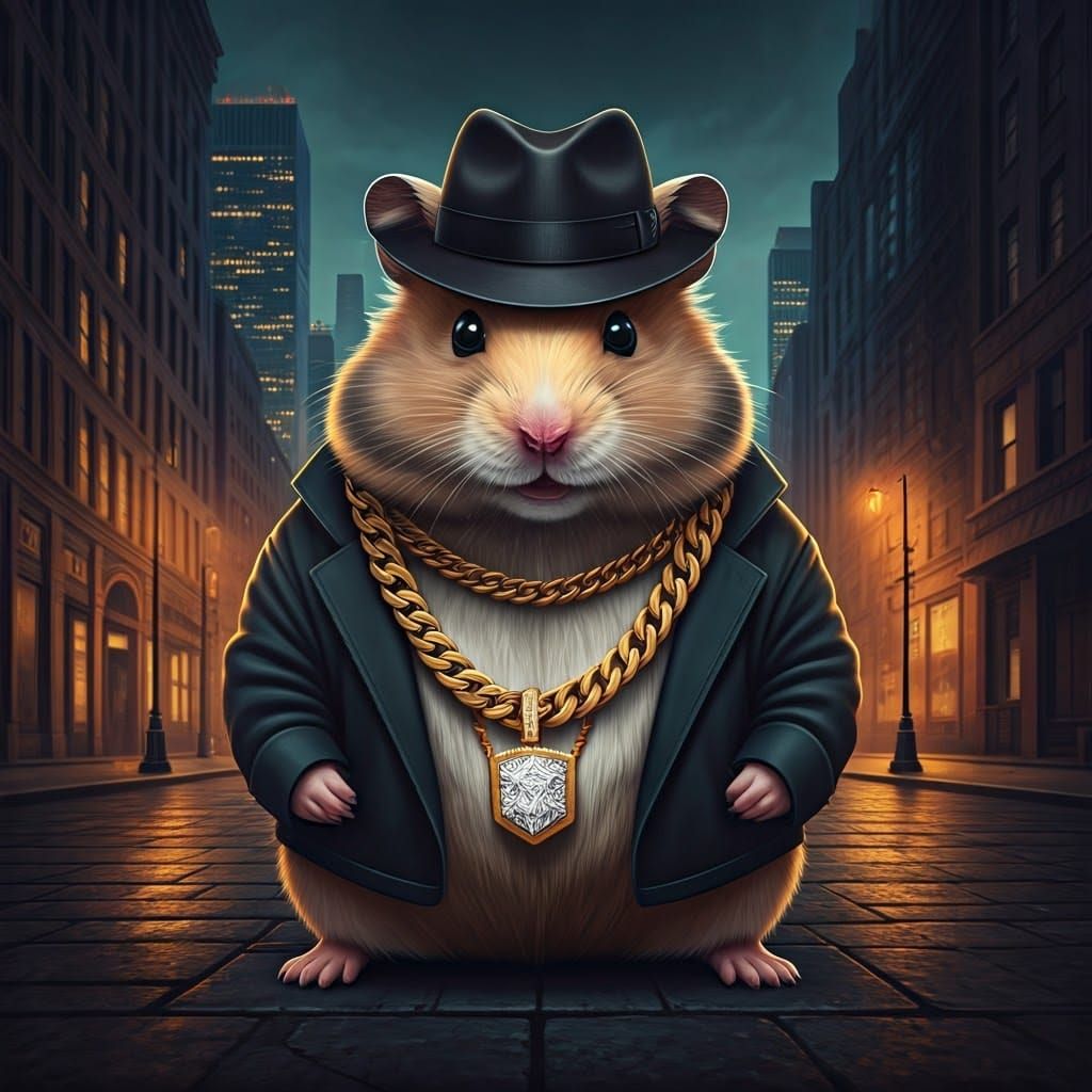 Gangster Hamster Portrait in Urban Style