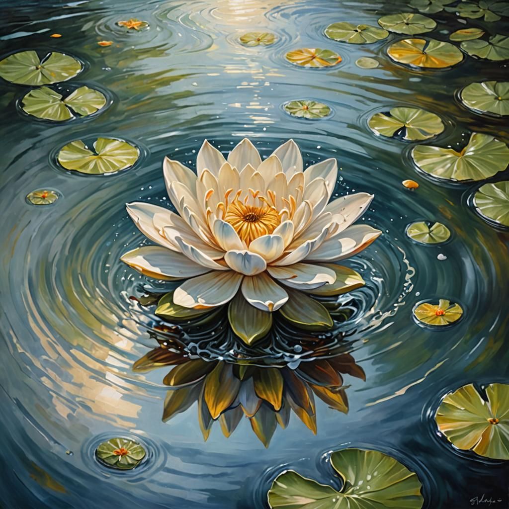 Stone Flower Falling: Romanticism Oil Painting