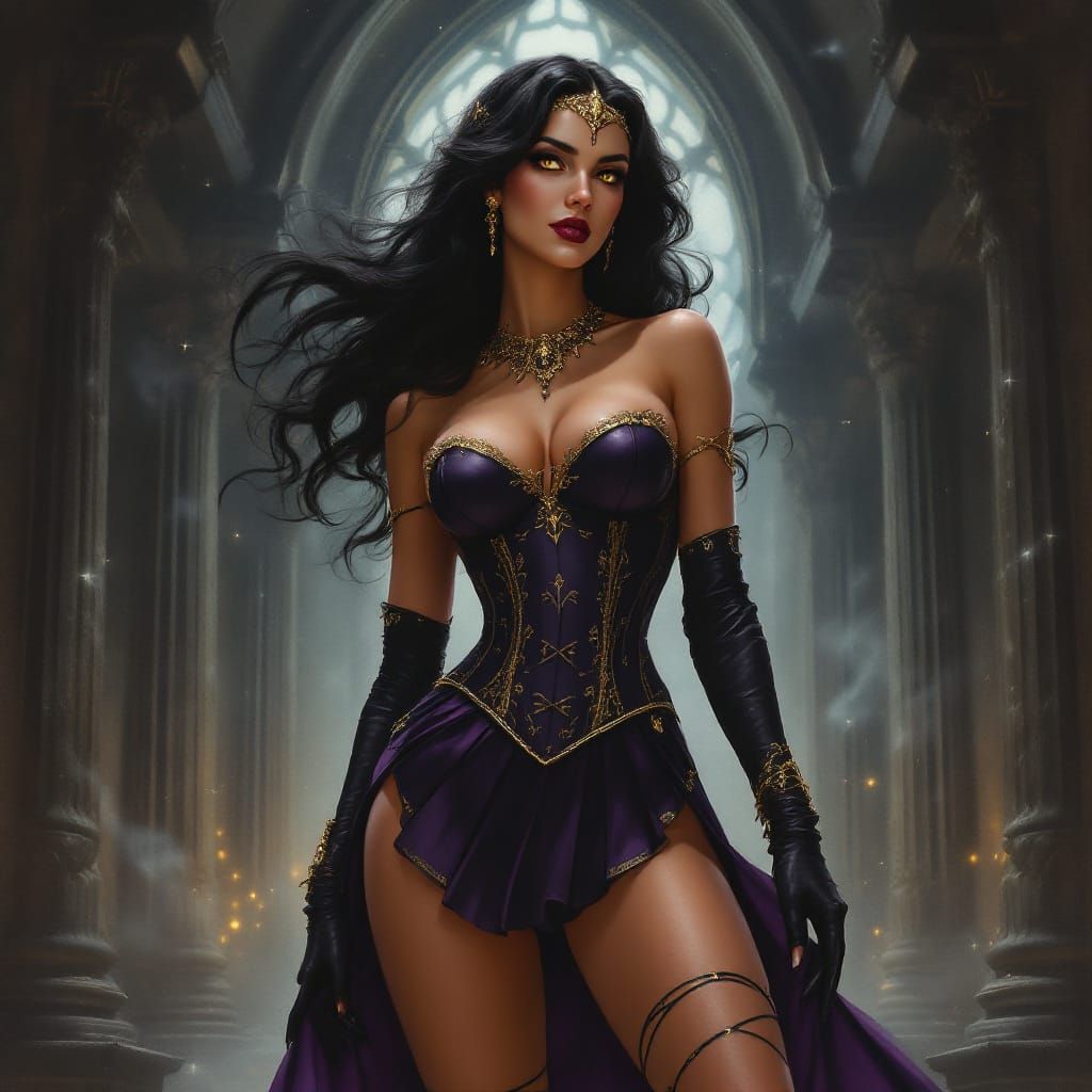 Sorceress Queen in 1940s Pin-Up Style