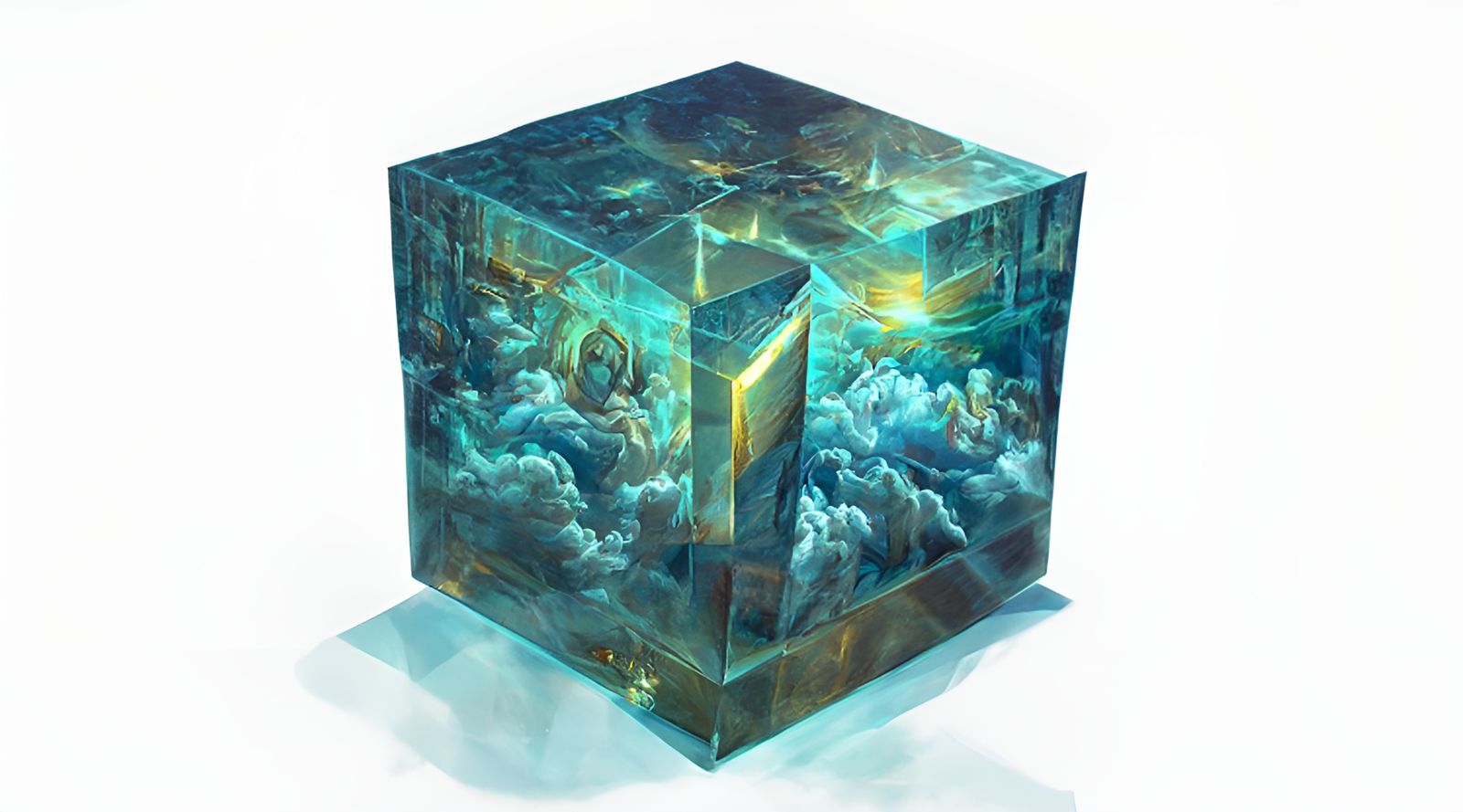 Ethereal Heaven Cube Digital Illustration