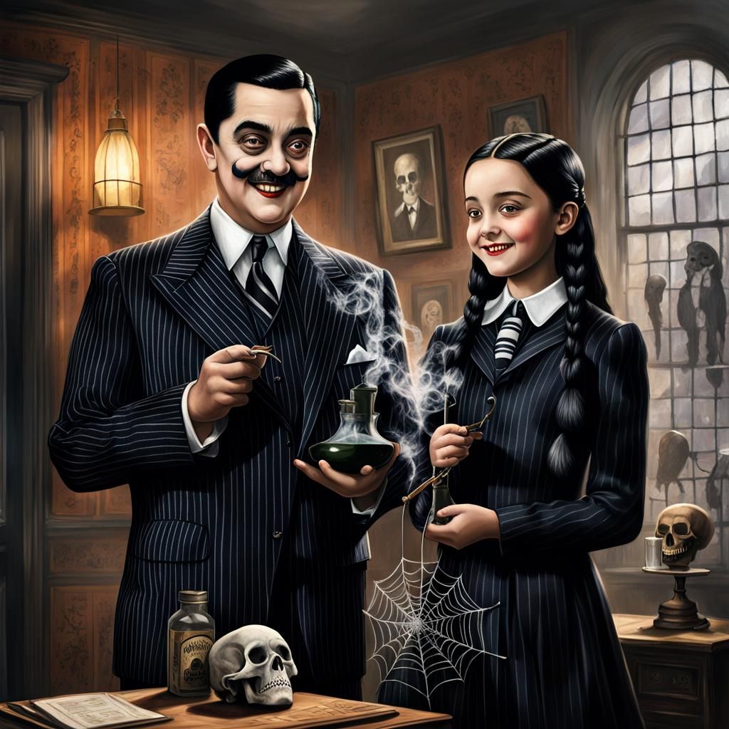 Gomez Teaches Wednesday Potion Making