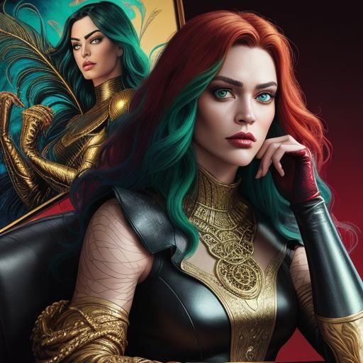 Dramatic Comic Art: Women with Peacock Hair