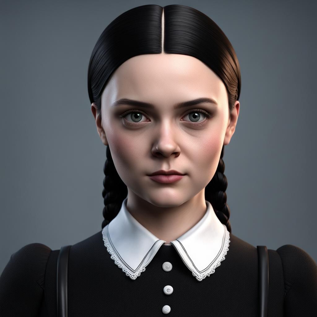 Wednesday Addams as Teacher: Photorealistic Digital Art