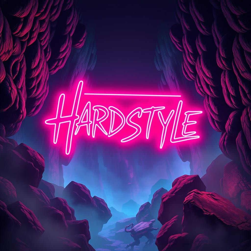 Ethereal Neon Hardstyle Sign in Mystical Realm