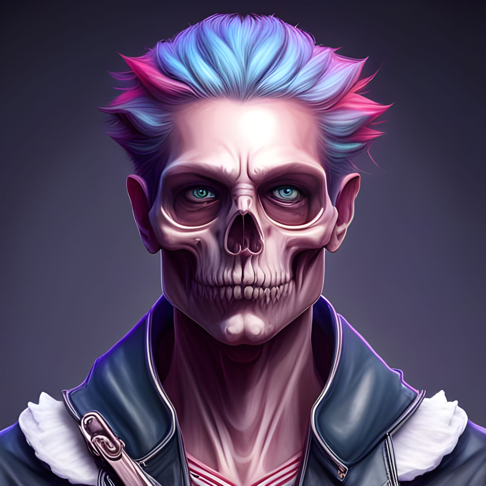 Detailed Skeleton Punk Rocker Portrait
