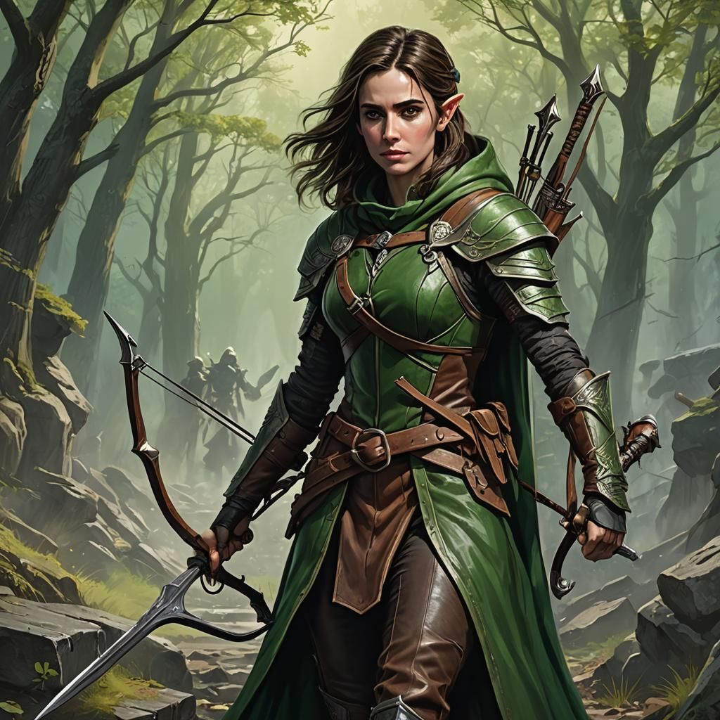 Half-Elf Ranger in High Fantasy Style
