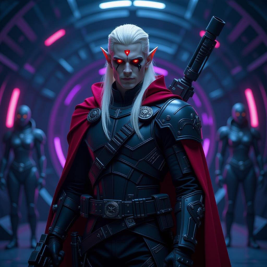 Futuristic Elf Warrior in Dark Hunter Armor