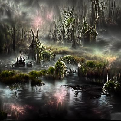Enchanted Mystical Swamp Landscape in Digital Painting