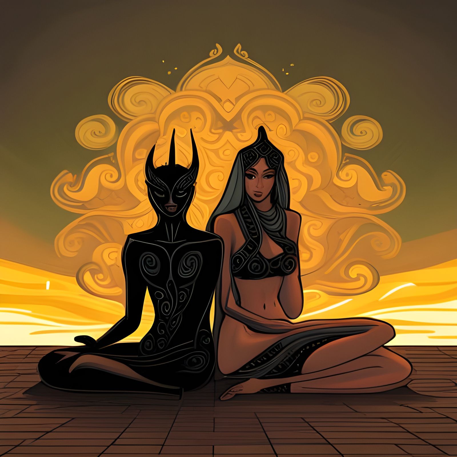 Faun and Woman in Samarkand, Biopunk Style