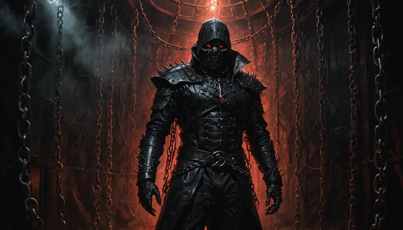 Sinister Figure in Chains: Dark Fantasy Art