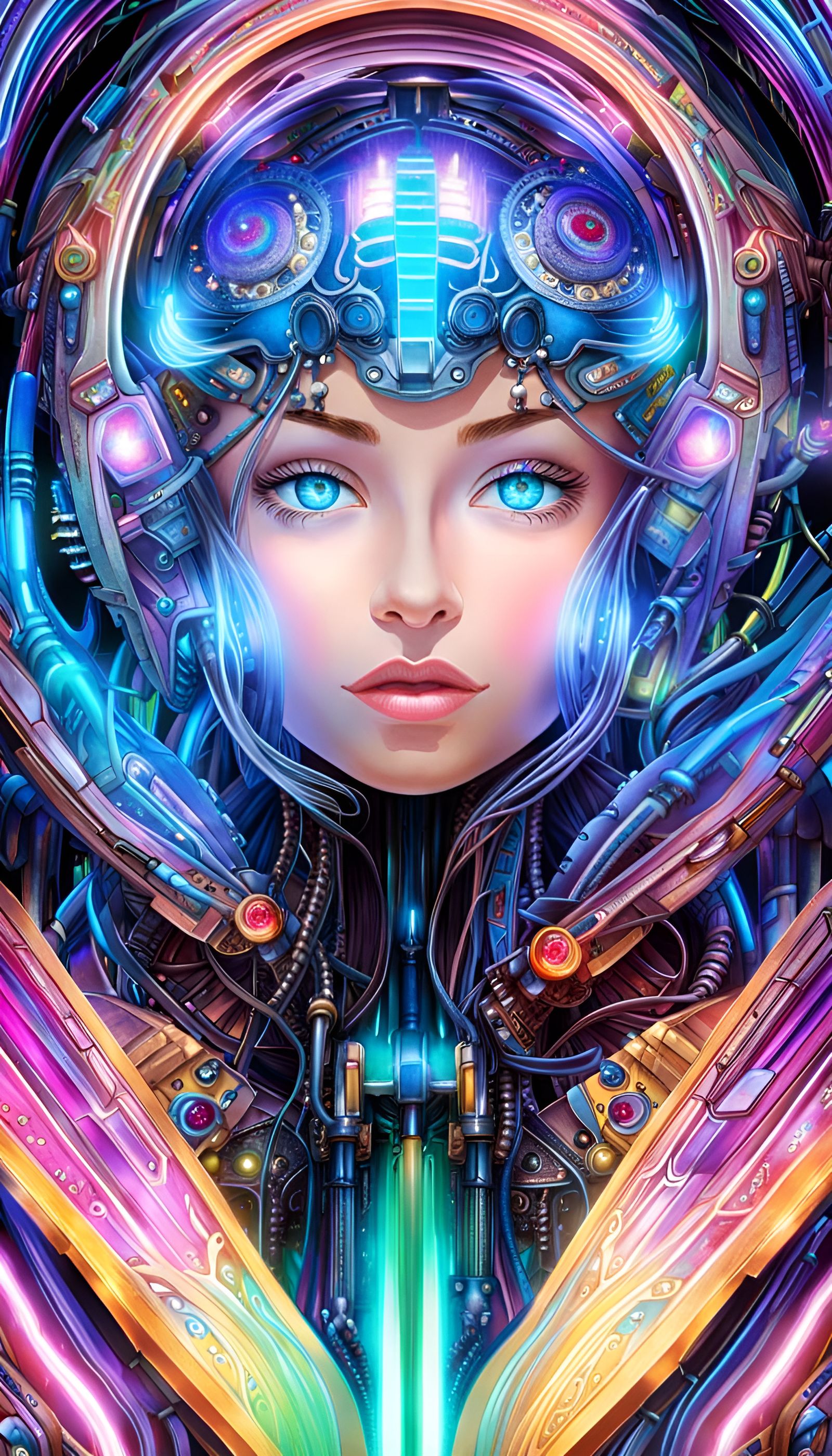 Futuristic Android Anime Girl with Bioluminescent Circuits