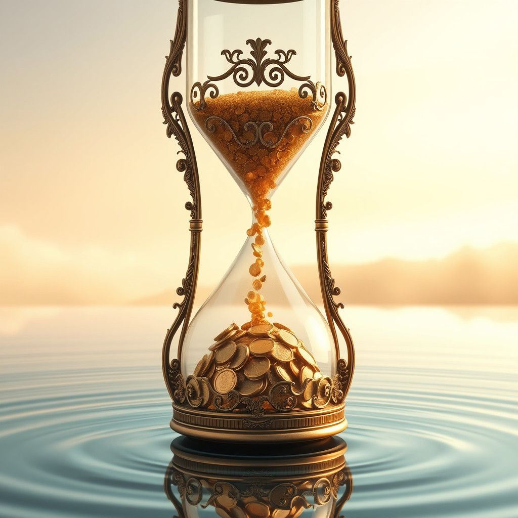 Elegant Hourglass with Golden Sand Metamorphosis