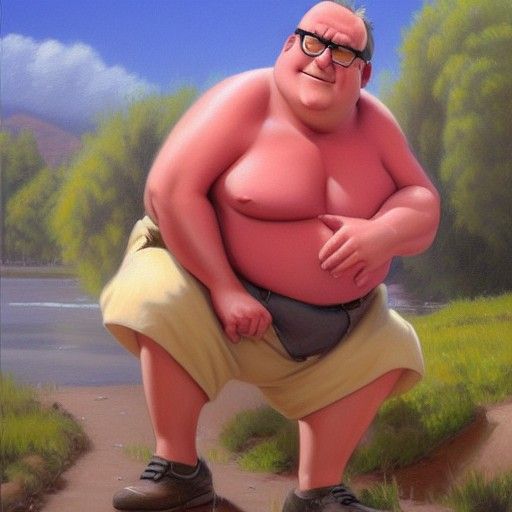 Detailed Oil Painting of Peter Griffin