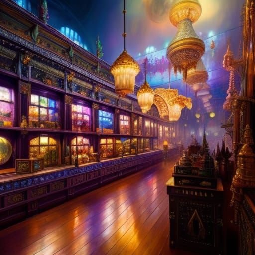 Magical Crystal Shop Interior: Hyperrealistic Digital Art