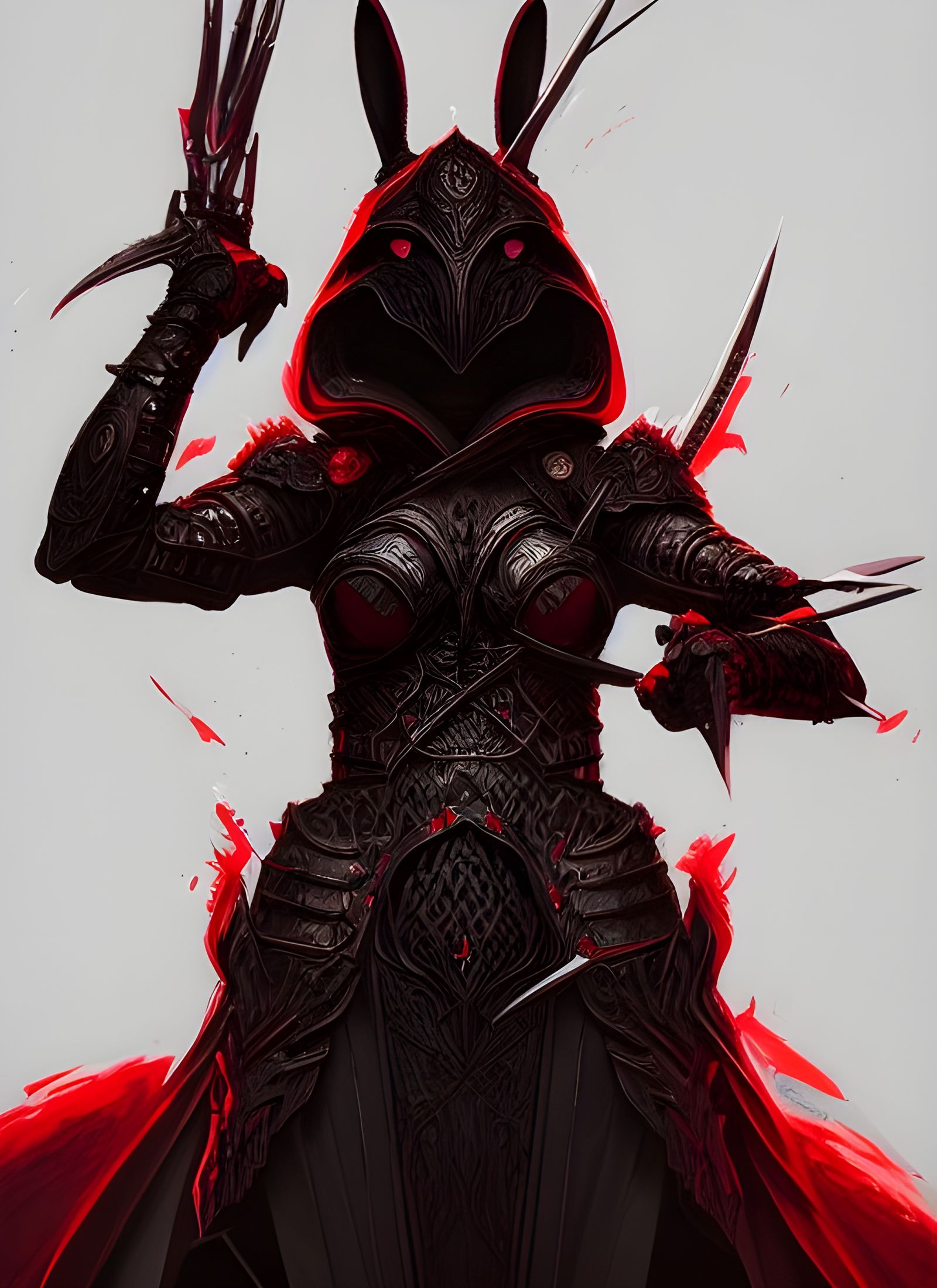 Rabbit Warrior in Intricate Armor, Digital Illustration