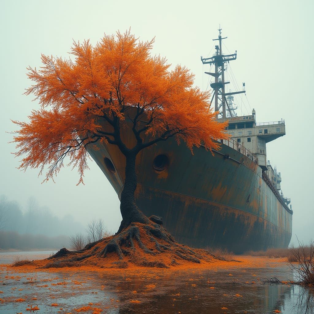Rust Blossom Ship in Industrial Wasteland