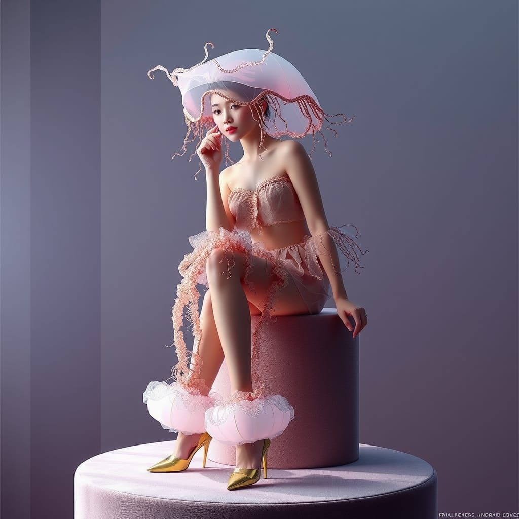 Jellyfish Fashion in a Dreamlike Underwater Scene
