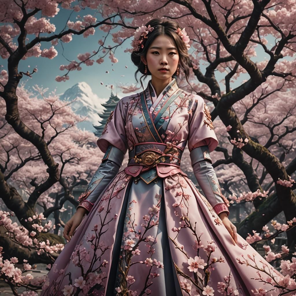 Epic Cherry Blossom Dress: Digital Matte Painting