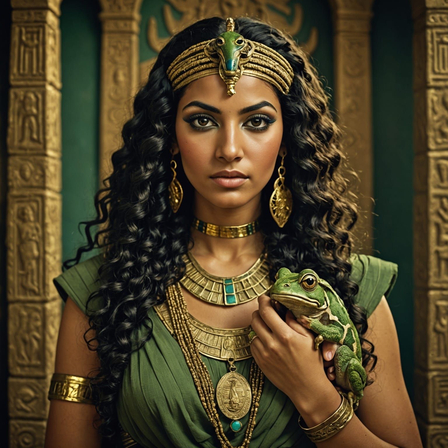 Heqet: Egyptian Goddess of Fertility in Gouache Style