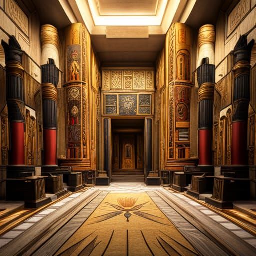 Ancient Egyptian Burial Tomb with Hieroglyphics