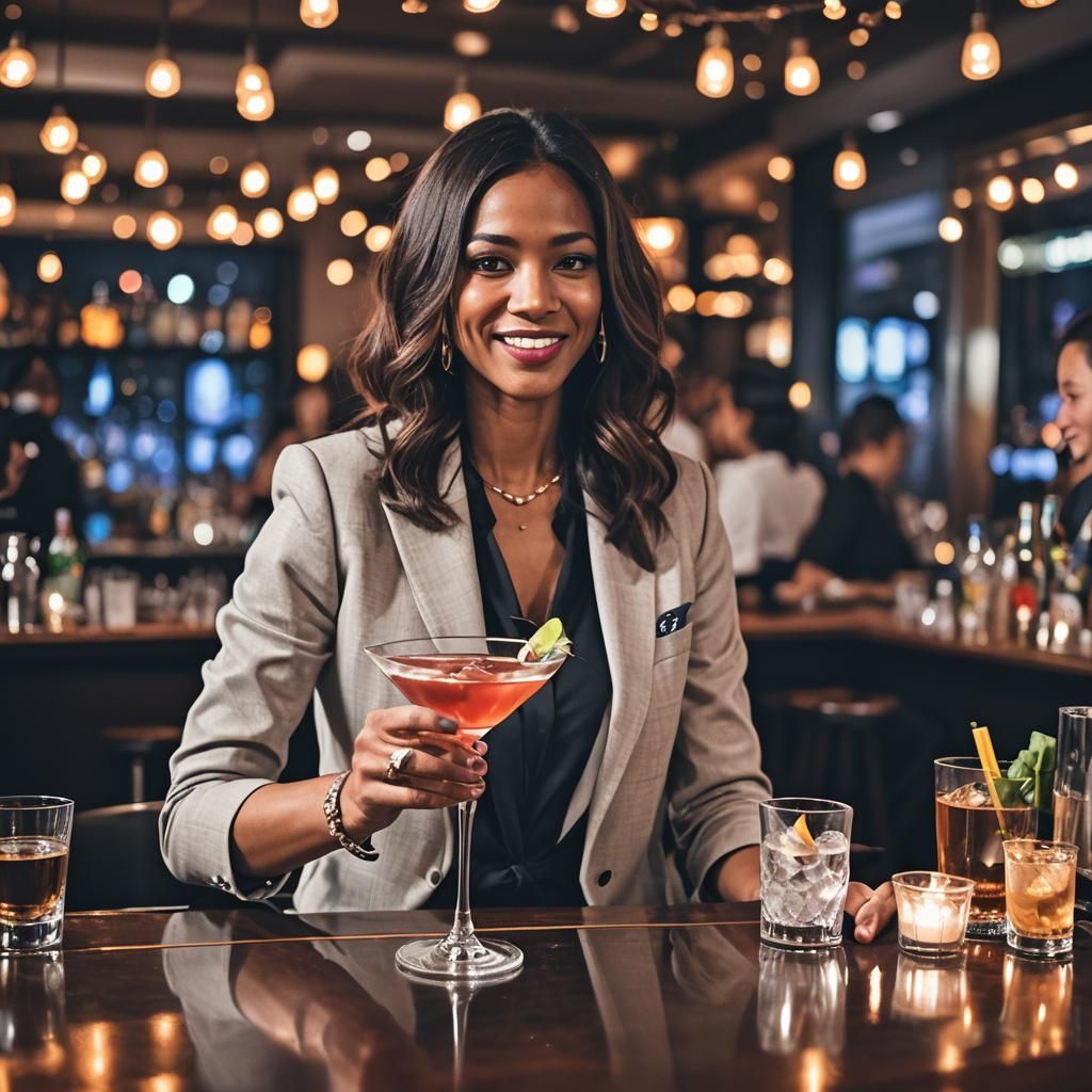 Glamorous Evening at a Manhattan Bar