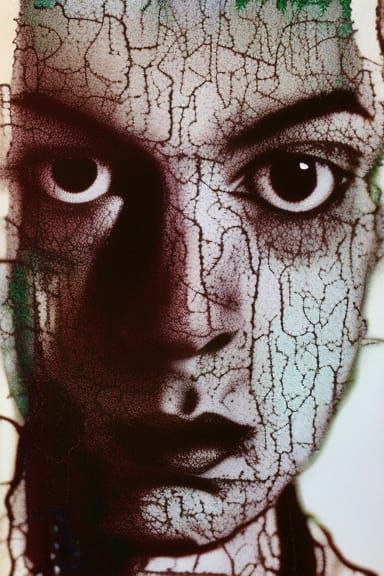 Ethereal Margay Portrait in Stained Glass Style